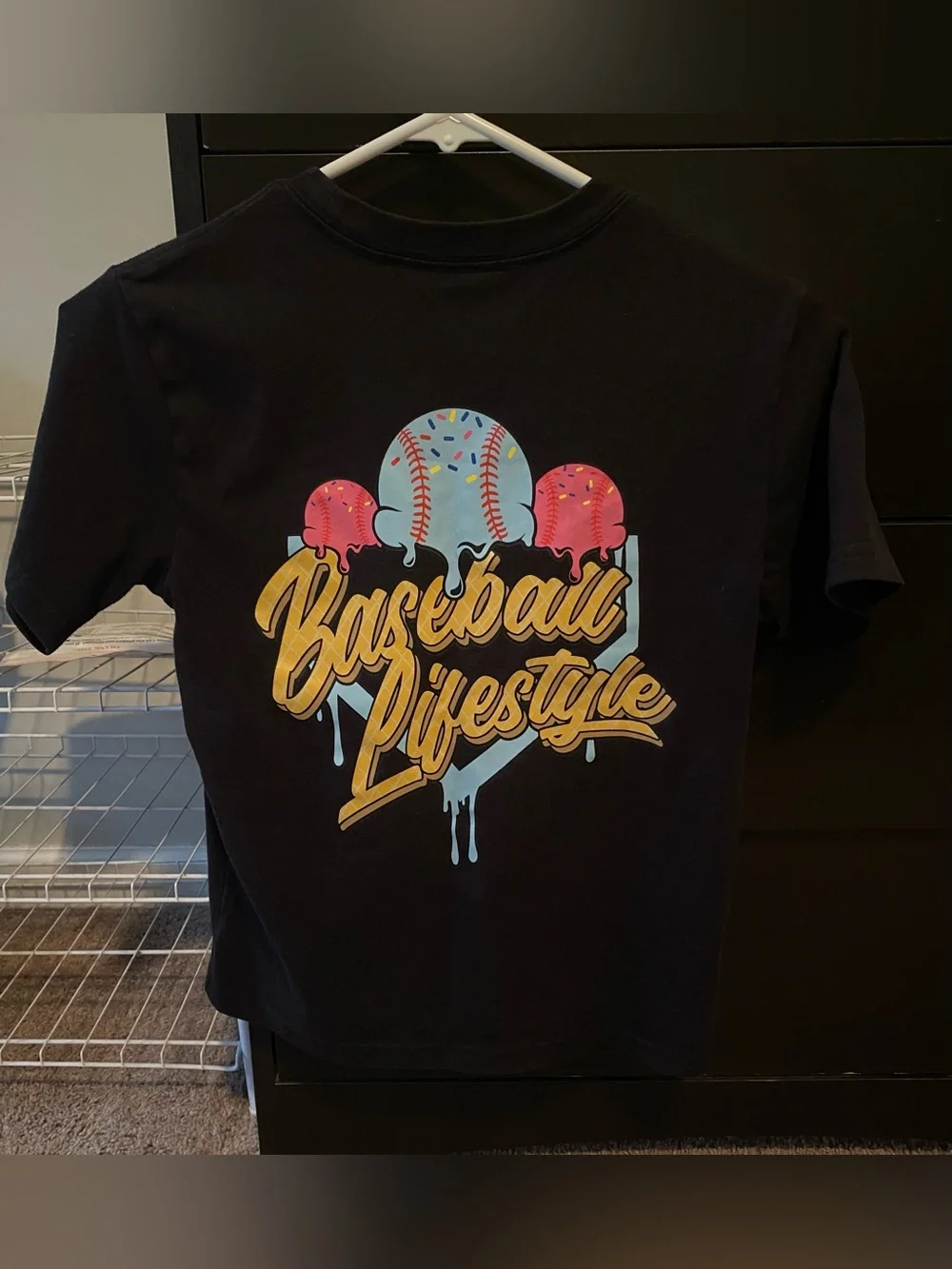 Black Kids Short Sleeve Tee with Colorful Drip Logo - Picture 2 of 2